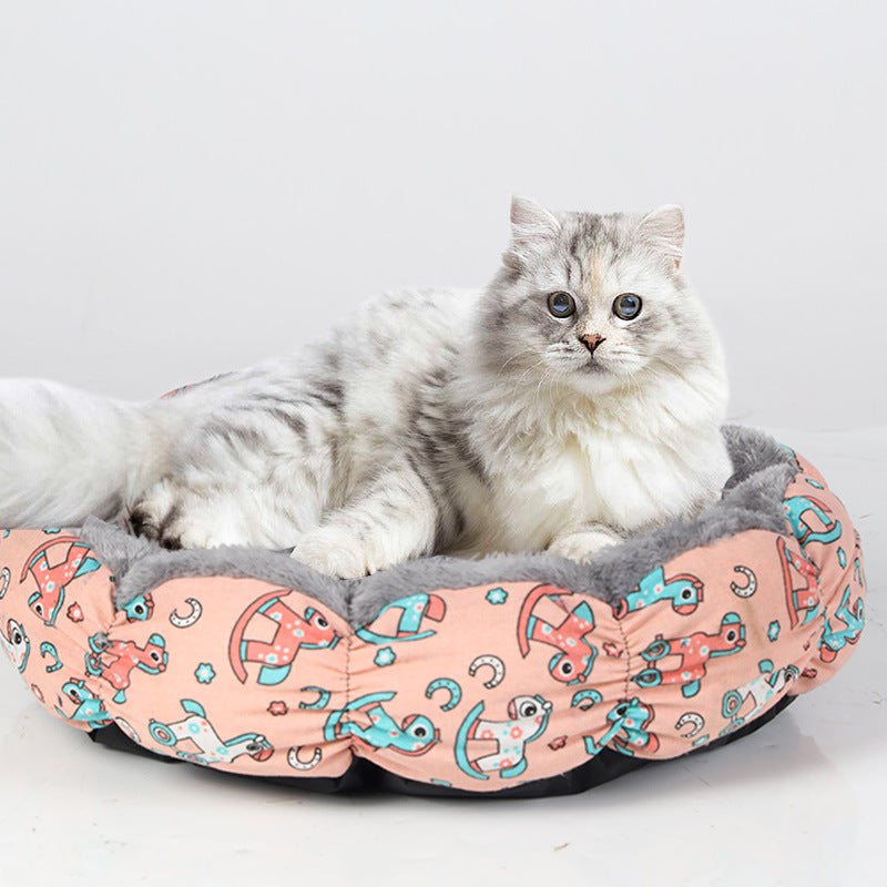 Calming Donut Cat and Dog Bed Fluffy Round