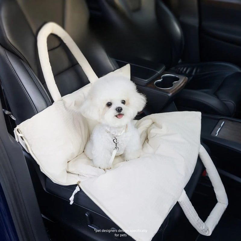 Adjustable Dog Car Seat Carrier with Safety Leash for Small Pets