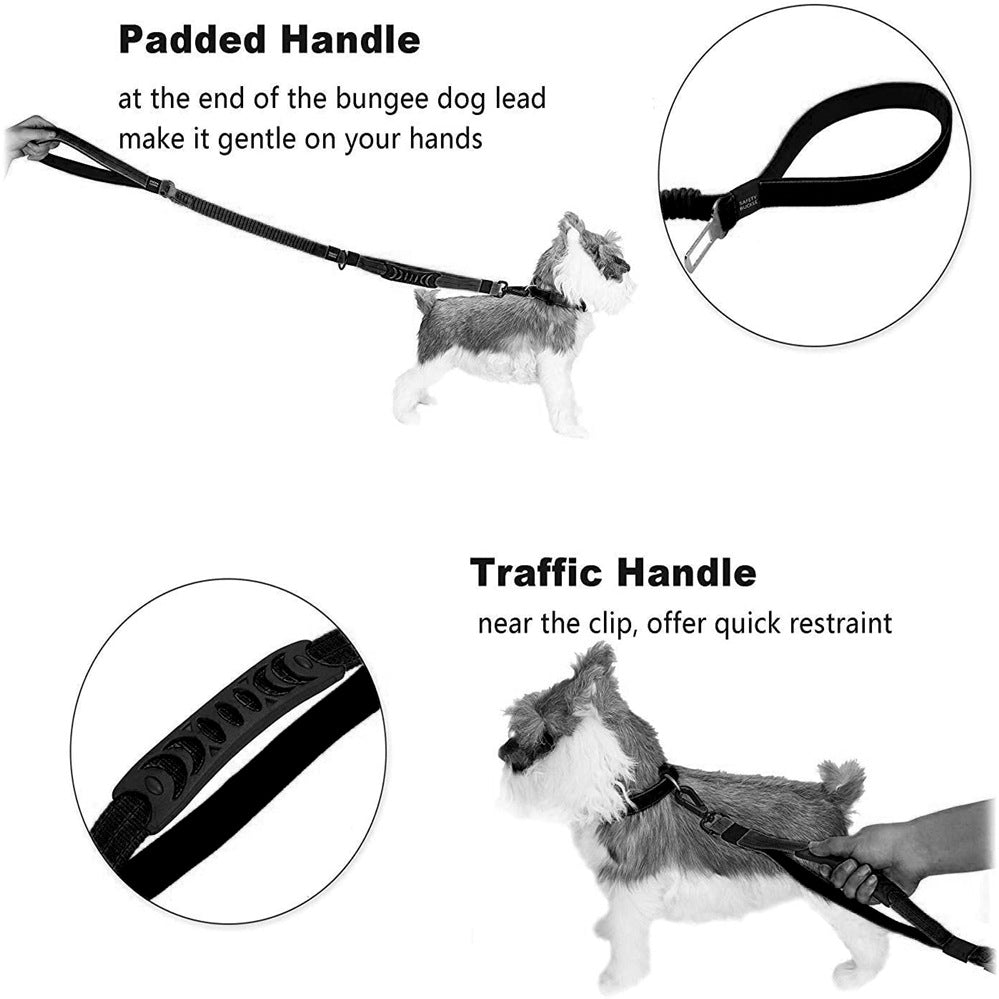Multifunctional Adjustable Bungee Pet Leash With Seatbelt 4-6FT