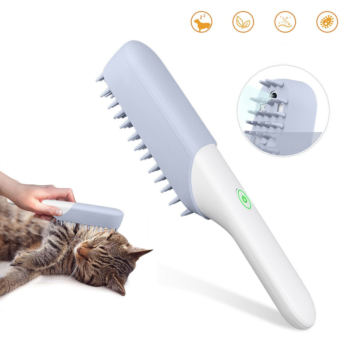 Silicone Pet Massage and Grooming Brush with Fur Remover