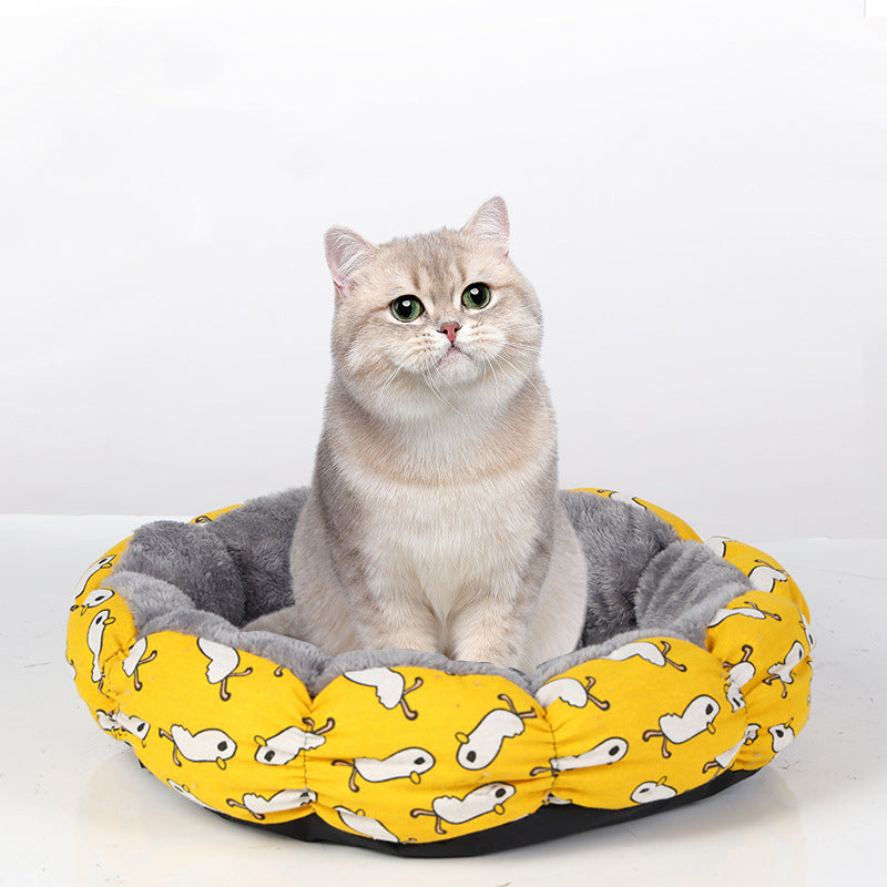 Calming Donut Cat and Dog Bed Fluffy Round