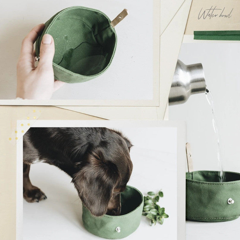 Folding Canvas Dog Bowl Portable Water Feeding Bowl
