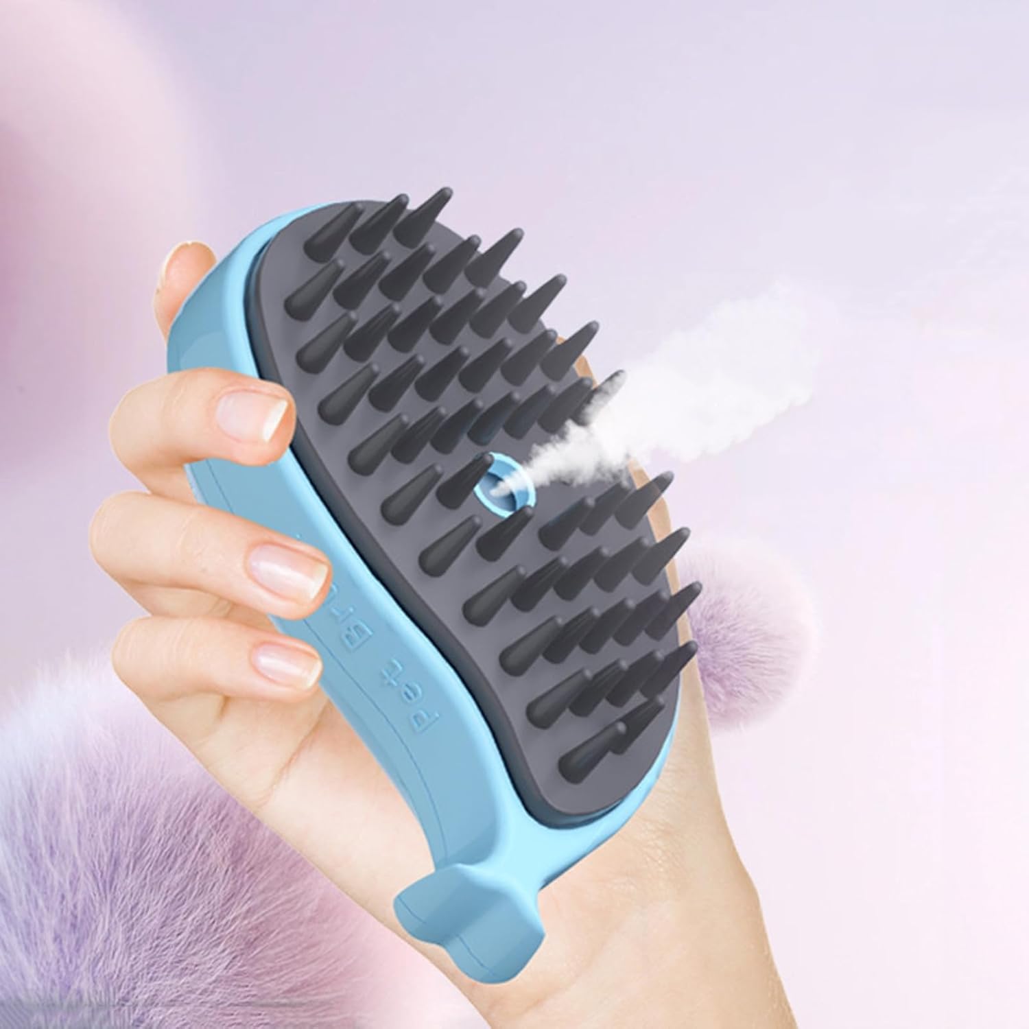 3-in-1 Whale-Shaped Steam Brush for Cats and Dogs