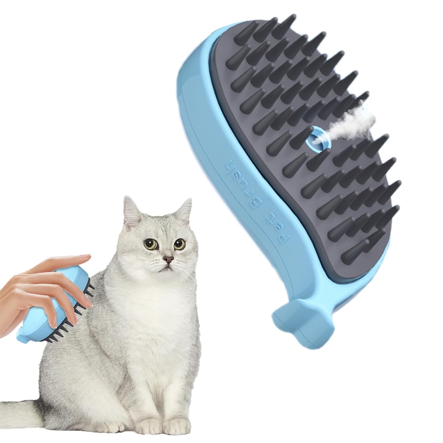 3-in-1 Whale-Shaped Steam Brush for Cats and Dogs