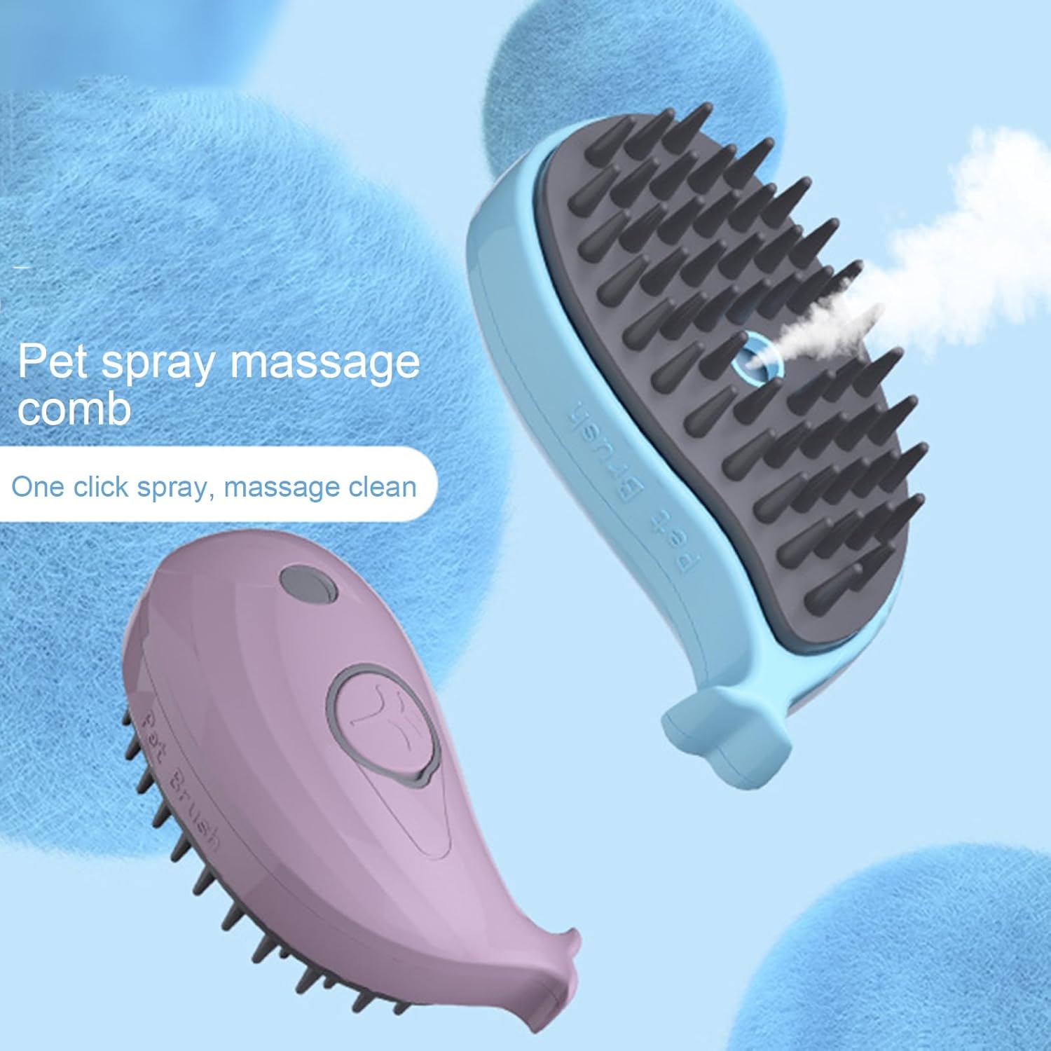3-in-1 Whale-Shaped Steam Brush for Cats and Dogs