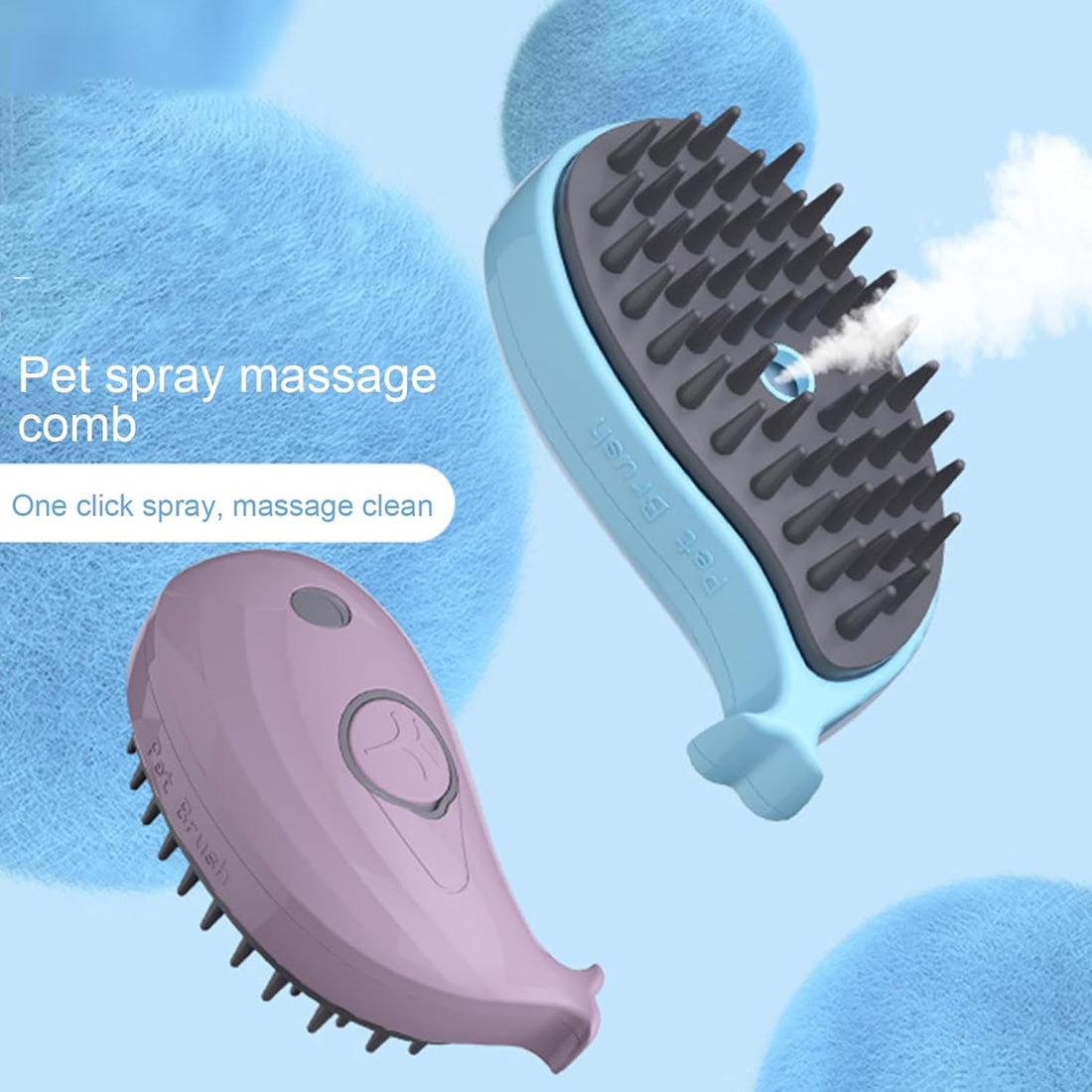 3-in-1 Whale-Shaped Steam Brush for Cats and Dogs