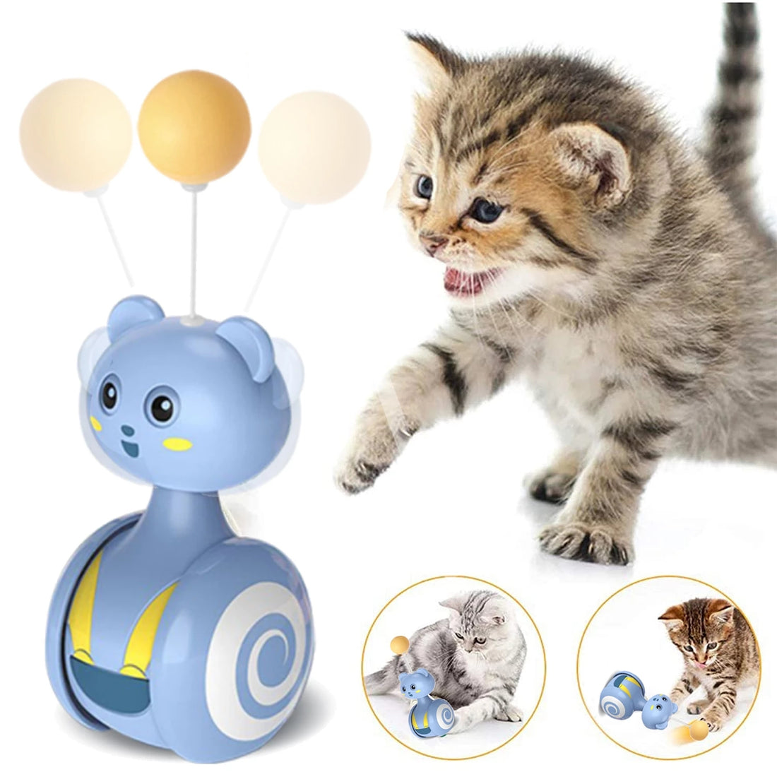 Interactive Cat Feather Wand Toy Rolling Ball Teaser