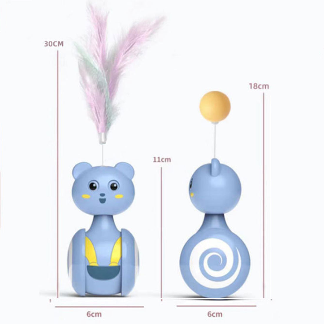 Interactive Cat Feather Wand Toy Rolling Ball Teaser