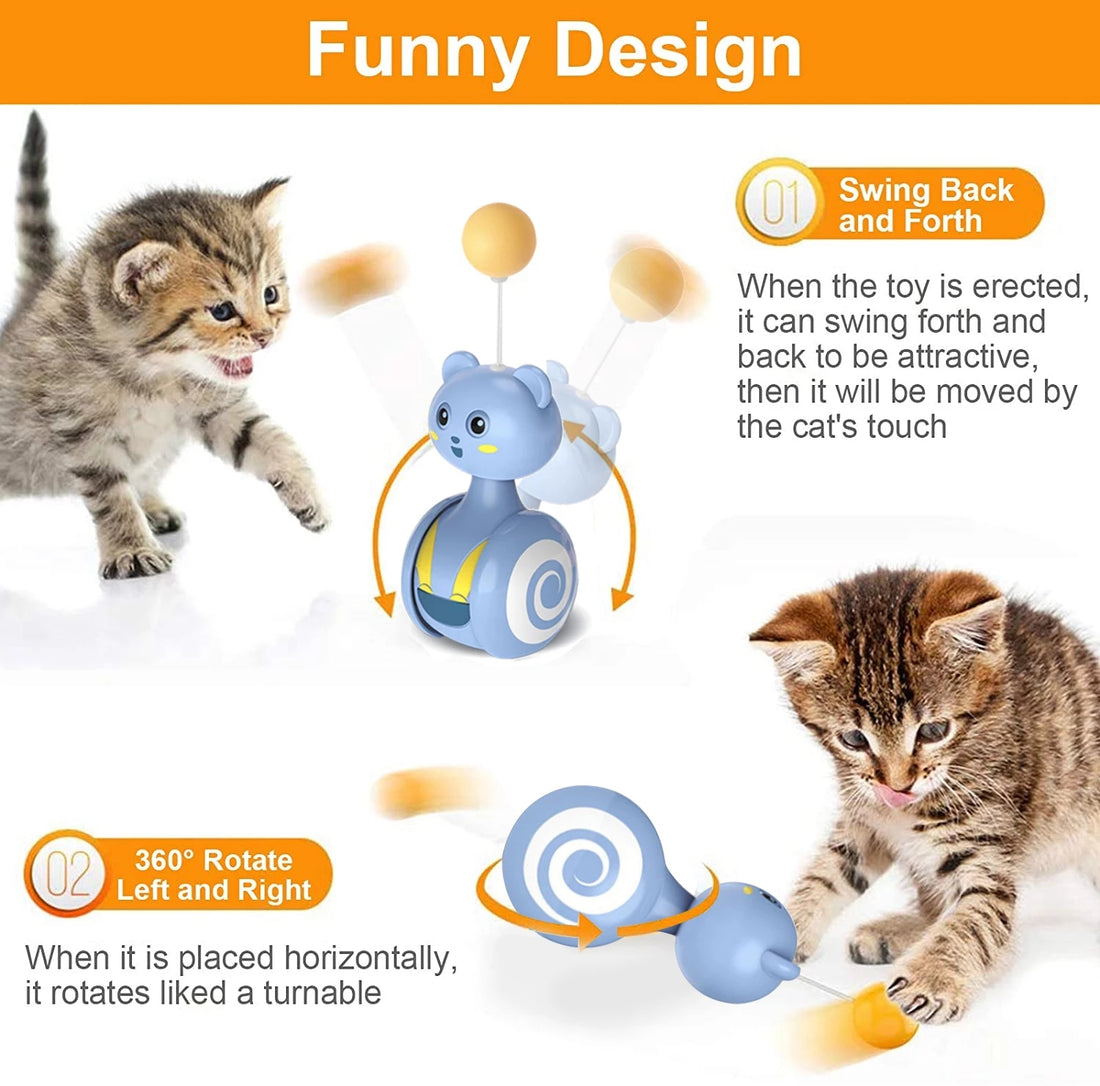 Interactive Cat Feather Wand Toy Rolling Ball Teaser