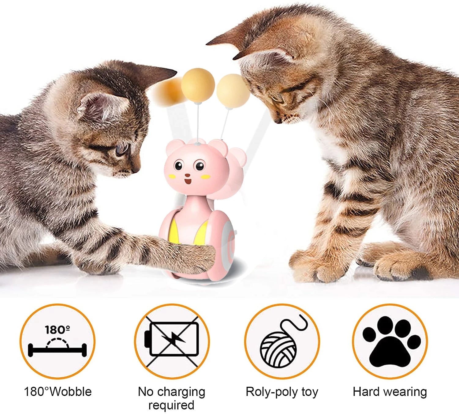 Interactive Cat Feather Wand Toy Rolling Ball Teaser