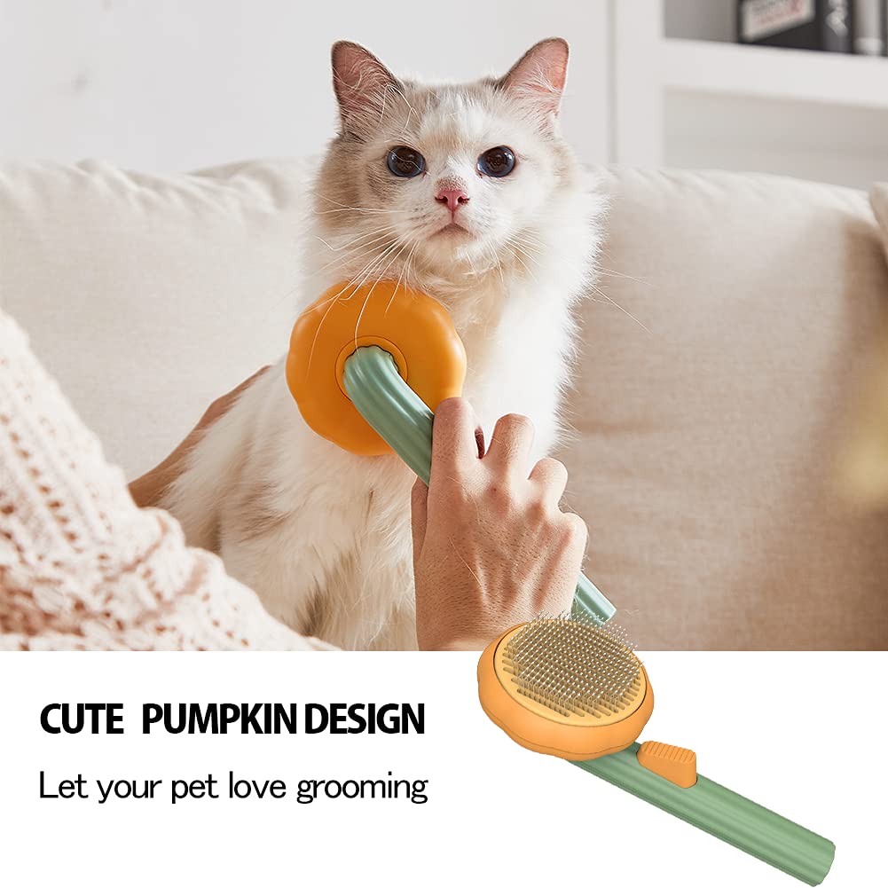 Self-Cleaning Pumpkin Slicker Brush for Cats and Dogs