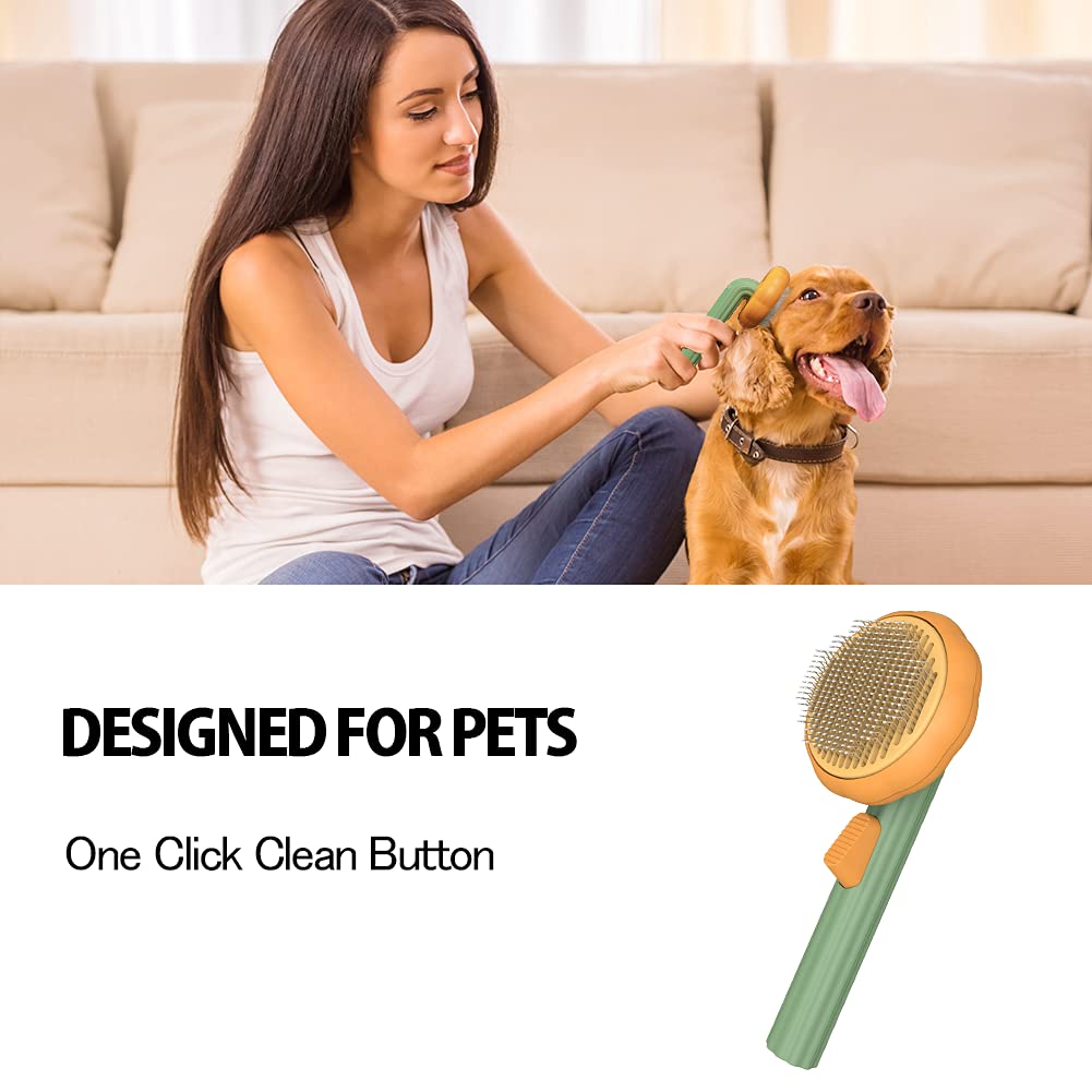 Self-Cleaning Pumpkin Slicker Brush for Cats and Dogs