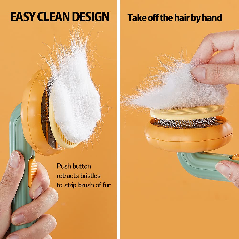 Self-Cleaning Pumpkin Slicker Brush for Cats and Dogs