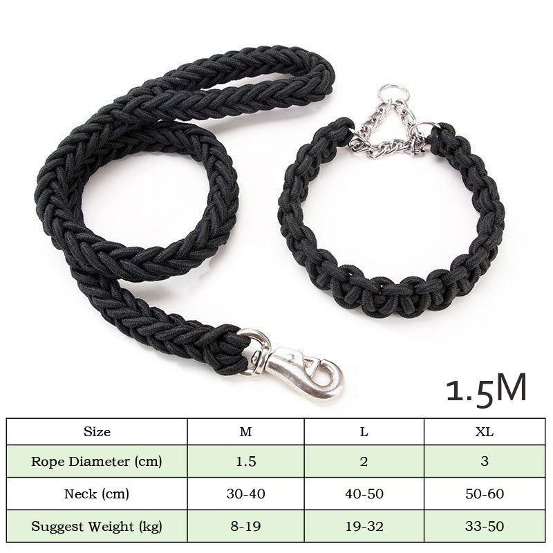 Heavy Duty Nylon Braided Training Leash With Collar Cover
