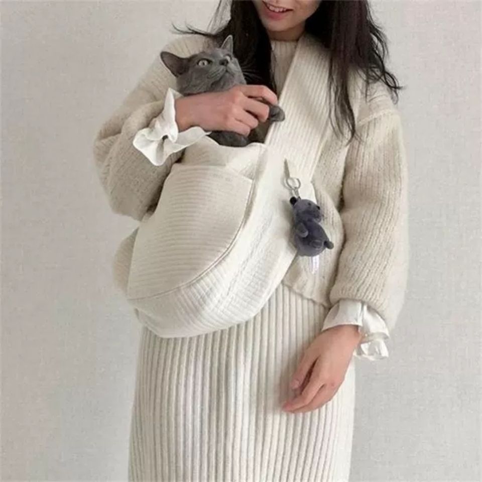 Handmade Canvas Pet Carrier Bag for Cats and Dogs