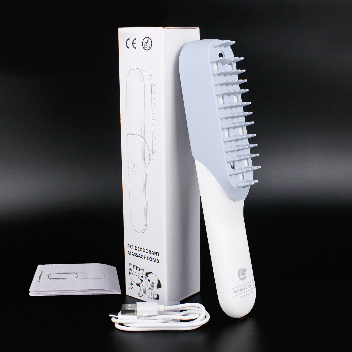 Silicone Pet Massage and Grooming Brush with Fur Remover