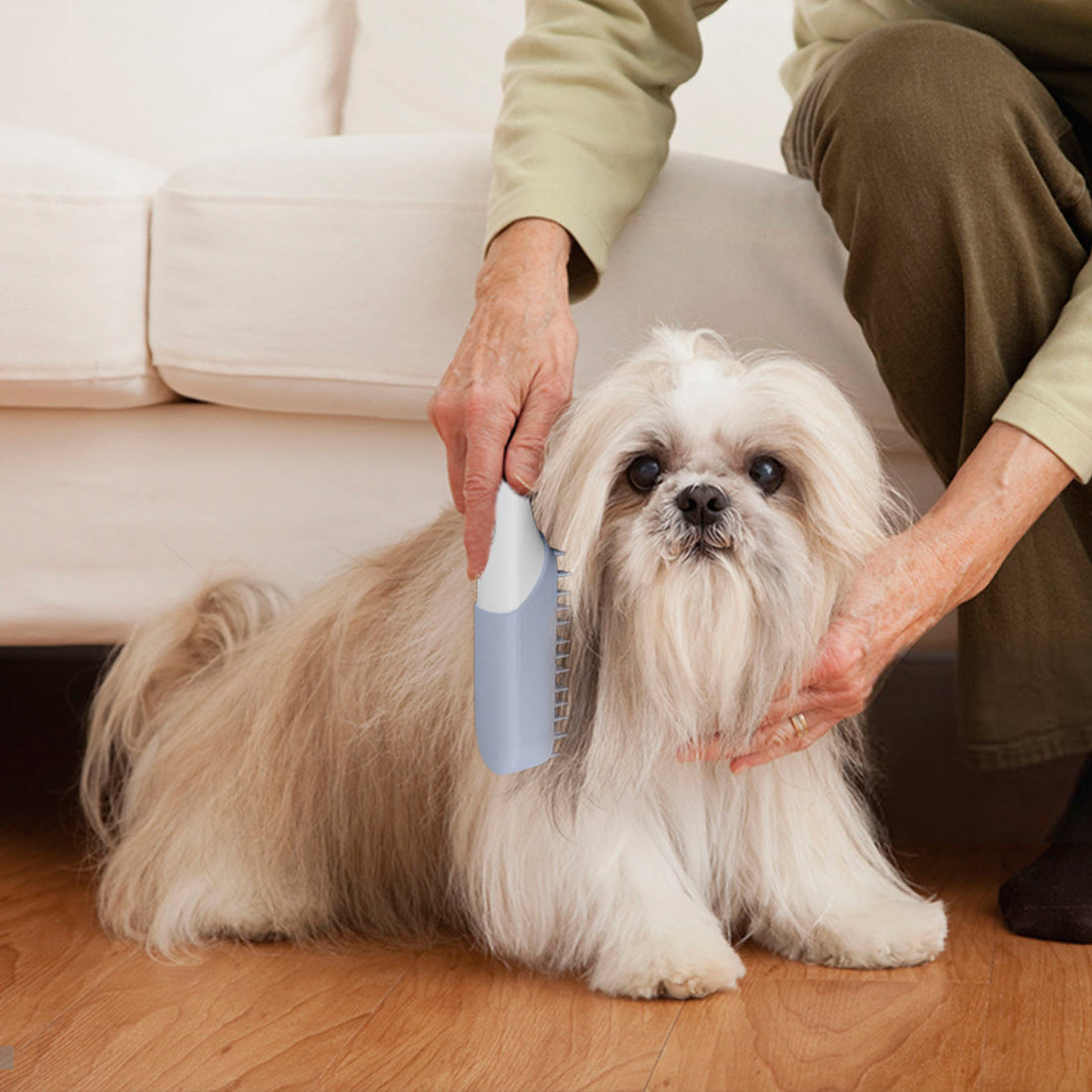 Silicone Pet Massage and Grooming Brush with Fur Remover