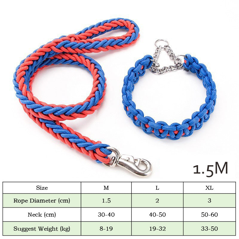 Heavy Duty Nylon Braided Training Leash With Collar Cover