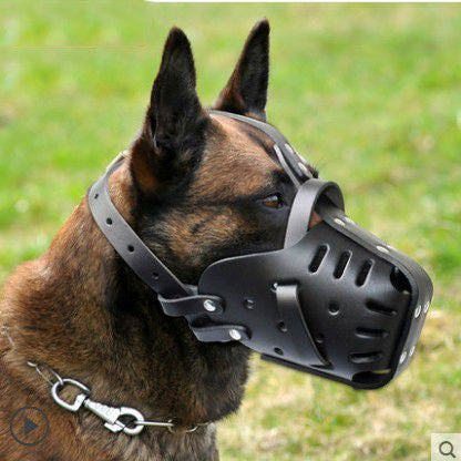 Cowhide Pet Muzzle Adjustable Safety Cover