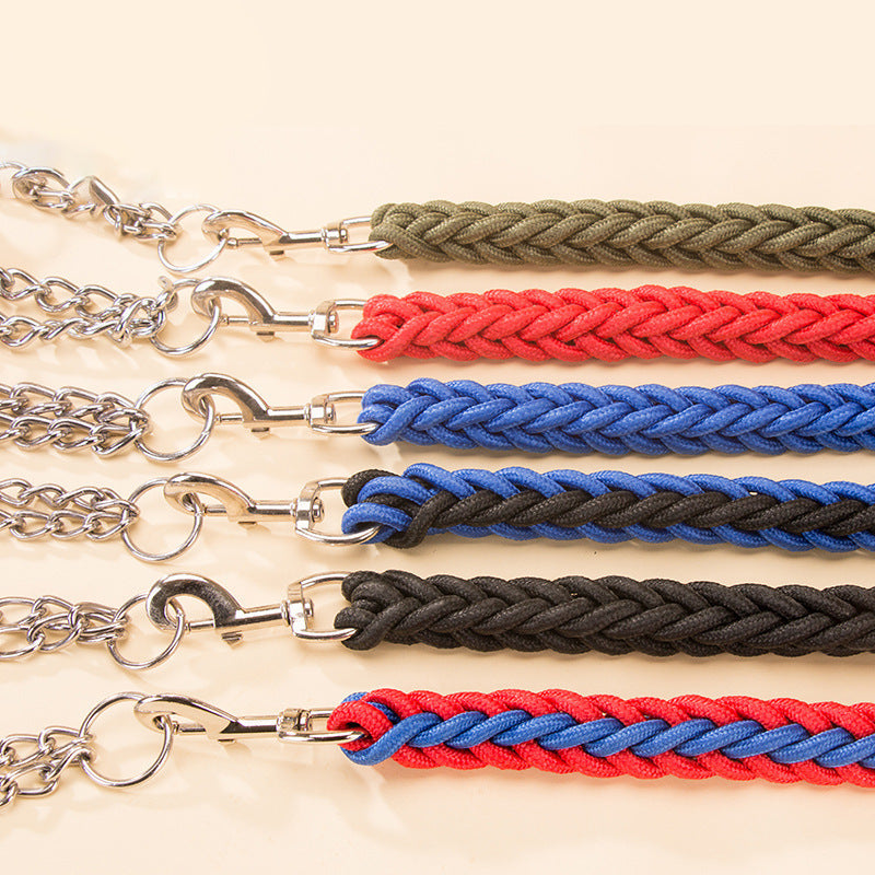 Heavy Duty Nylon Braided Training Leash With Collar Cover