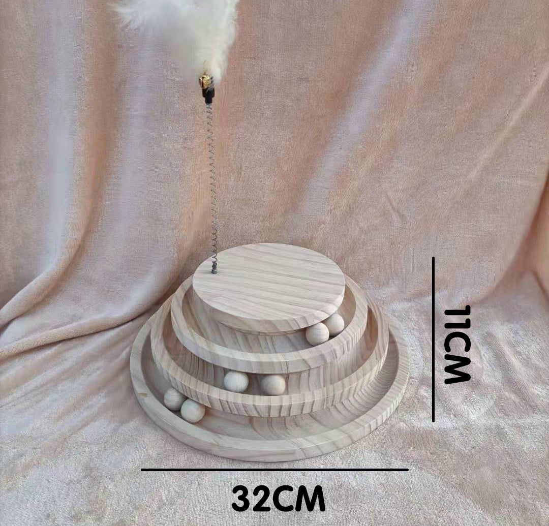 Solid Wood Cat Turntable Bite Resistant Toy
