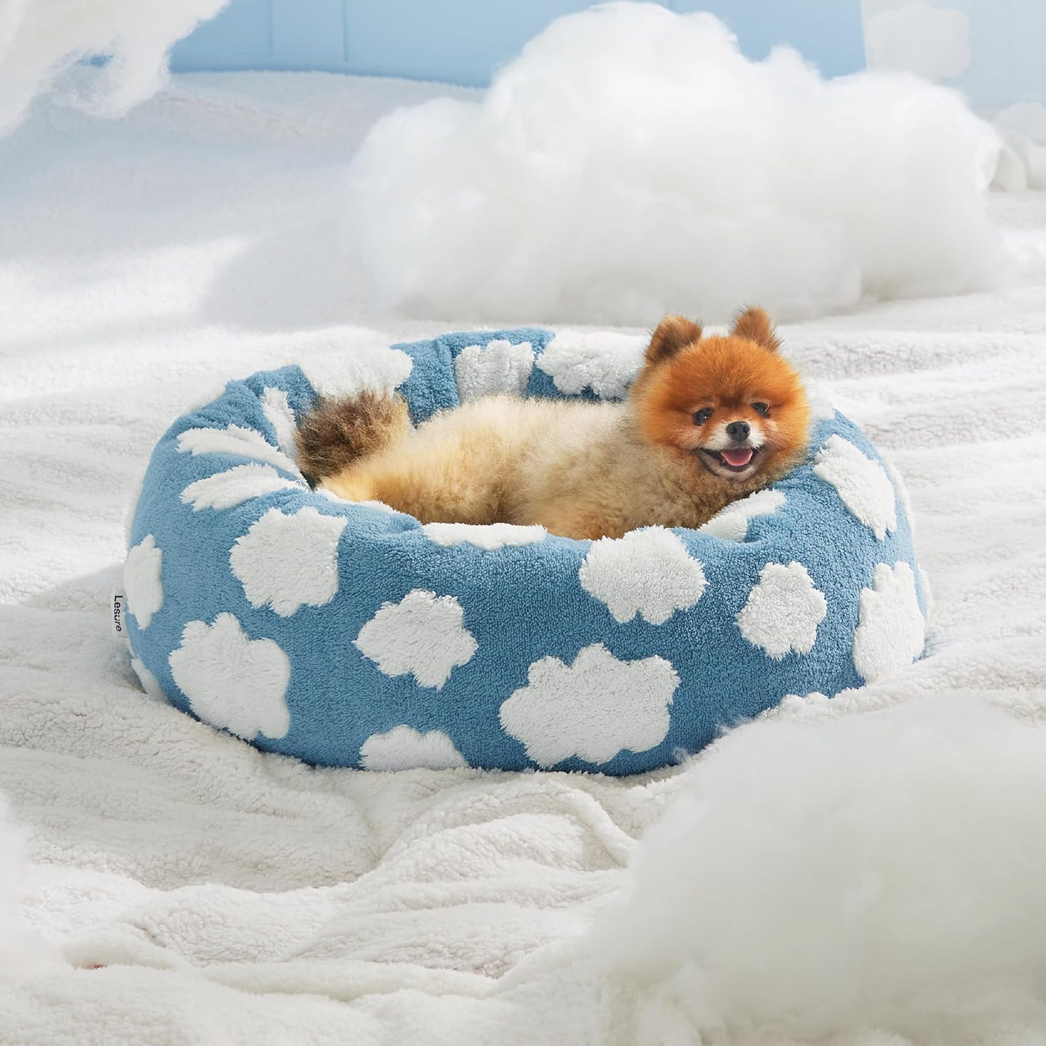 Leisure Round Cat Bed Donut Small Dog Calming Plush