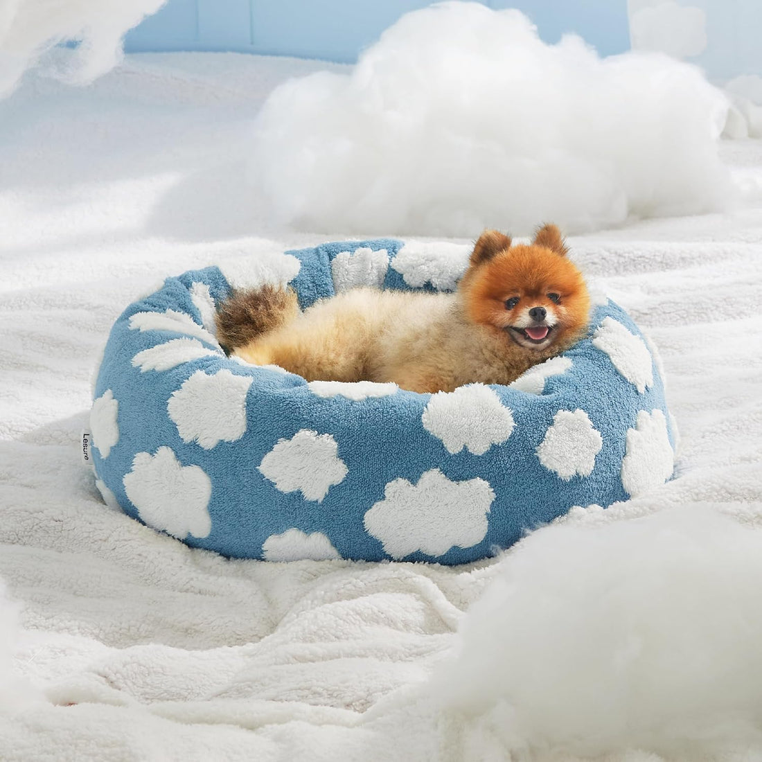Leisure Round Cat Bed Donut Small Dog Calming Plush
