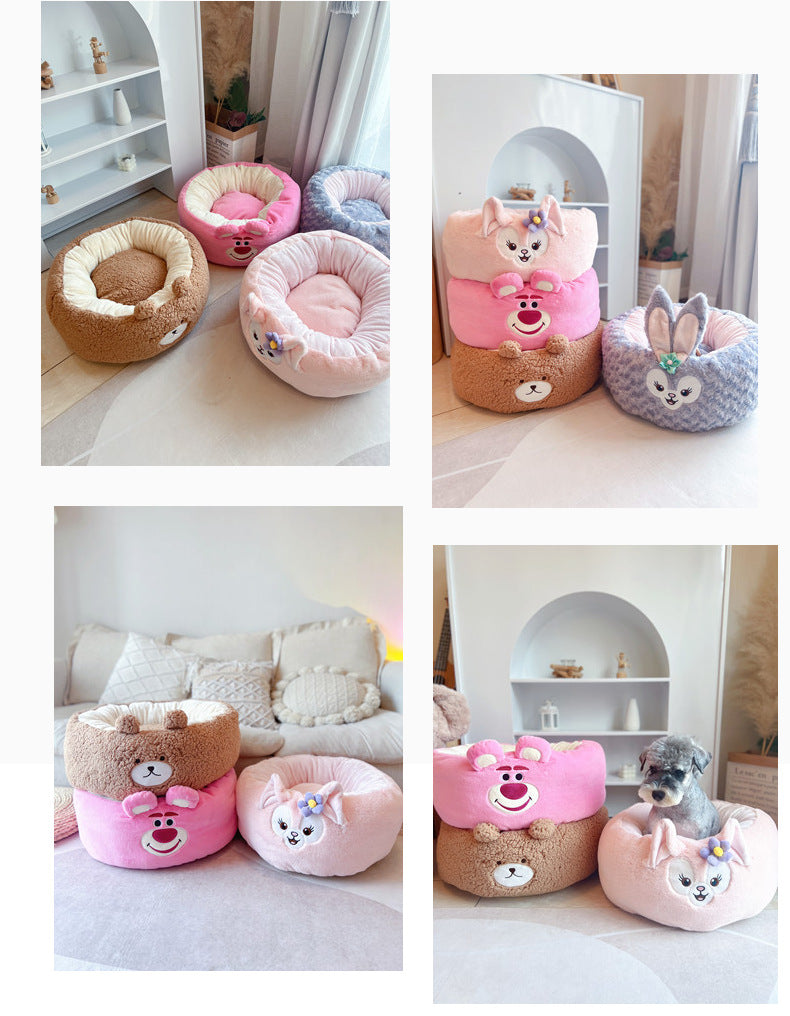 Cartoon Red Panda Plush Dog and Cat Nest Bed