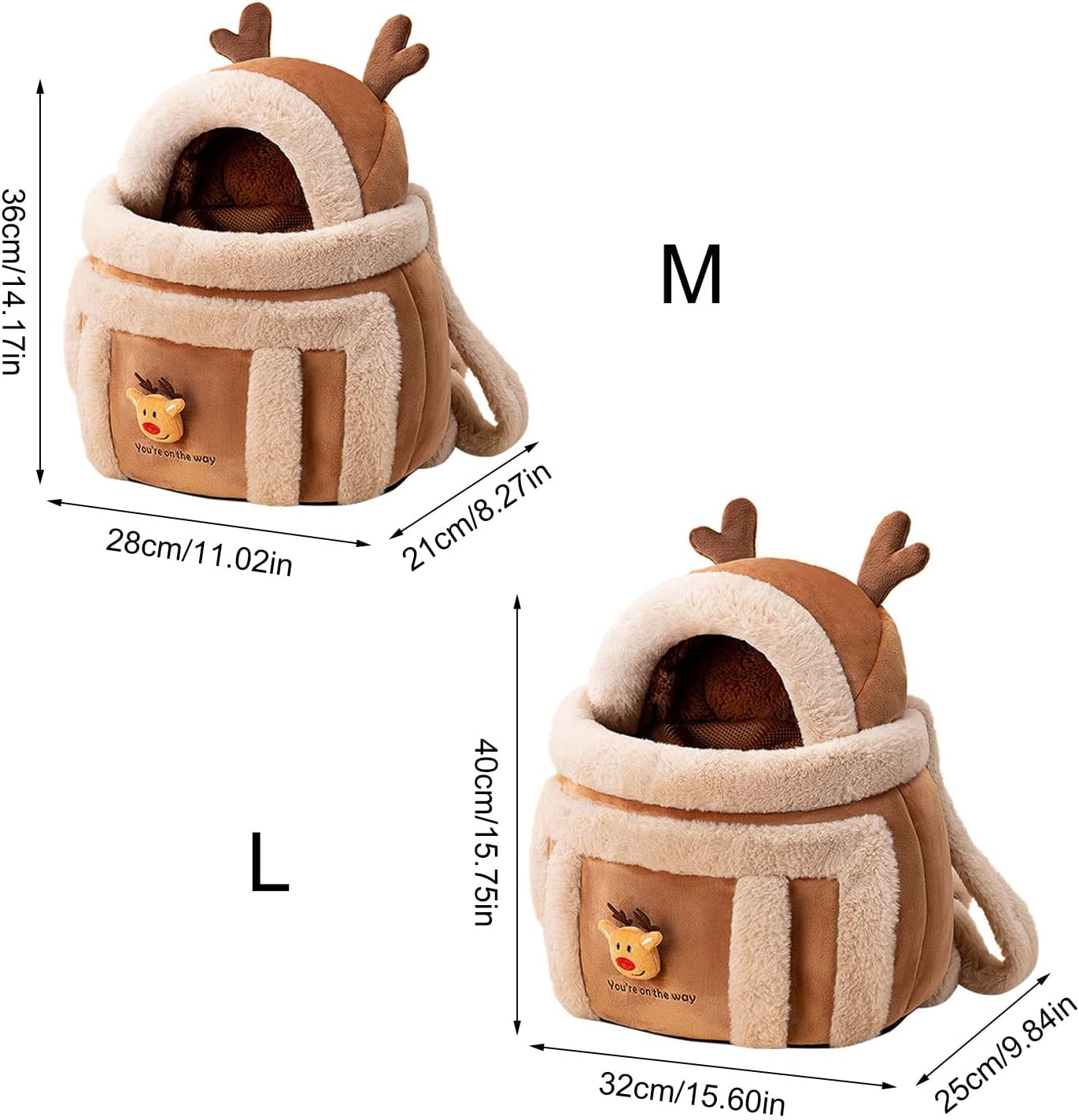 Plush Reindeer Pet Carrier Backpack with Hand Warmers