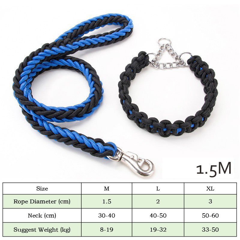 Heavy Duty Nylon Braided Training Leash With Collar Cover