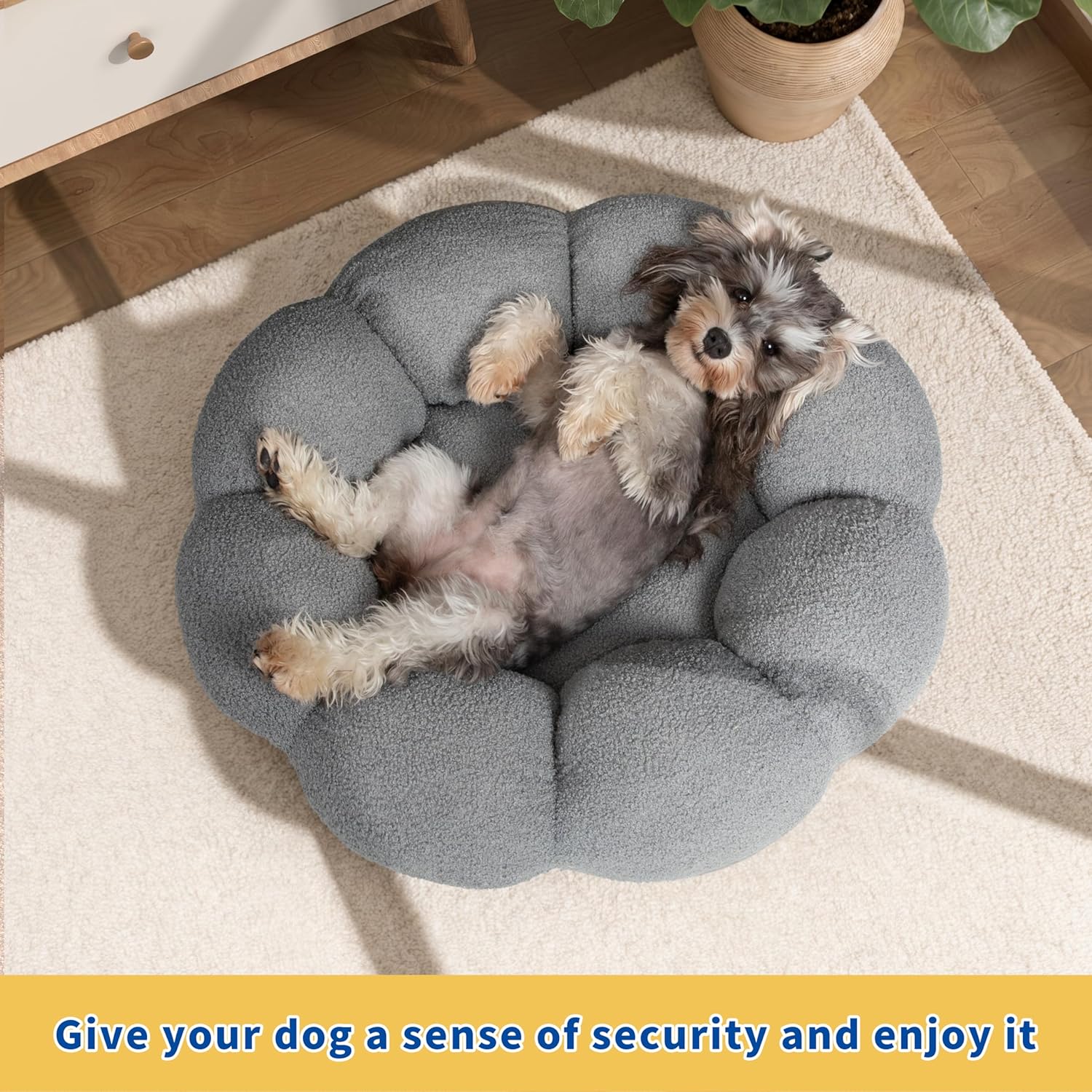 Fluffy Flower Donut Cat and Dog Bed Plush Cuddler