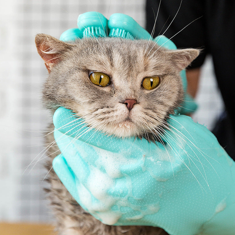 Silicone Pet Grooming Brush and Massage Gloves for Cats and Dogs