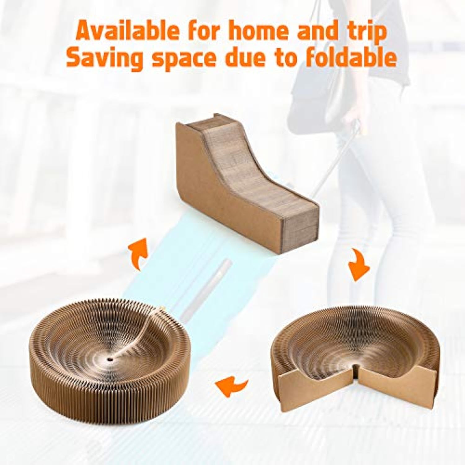 Collapsible Cardboard Cat Scratcher Round Lounge Bed