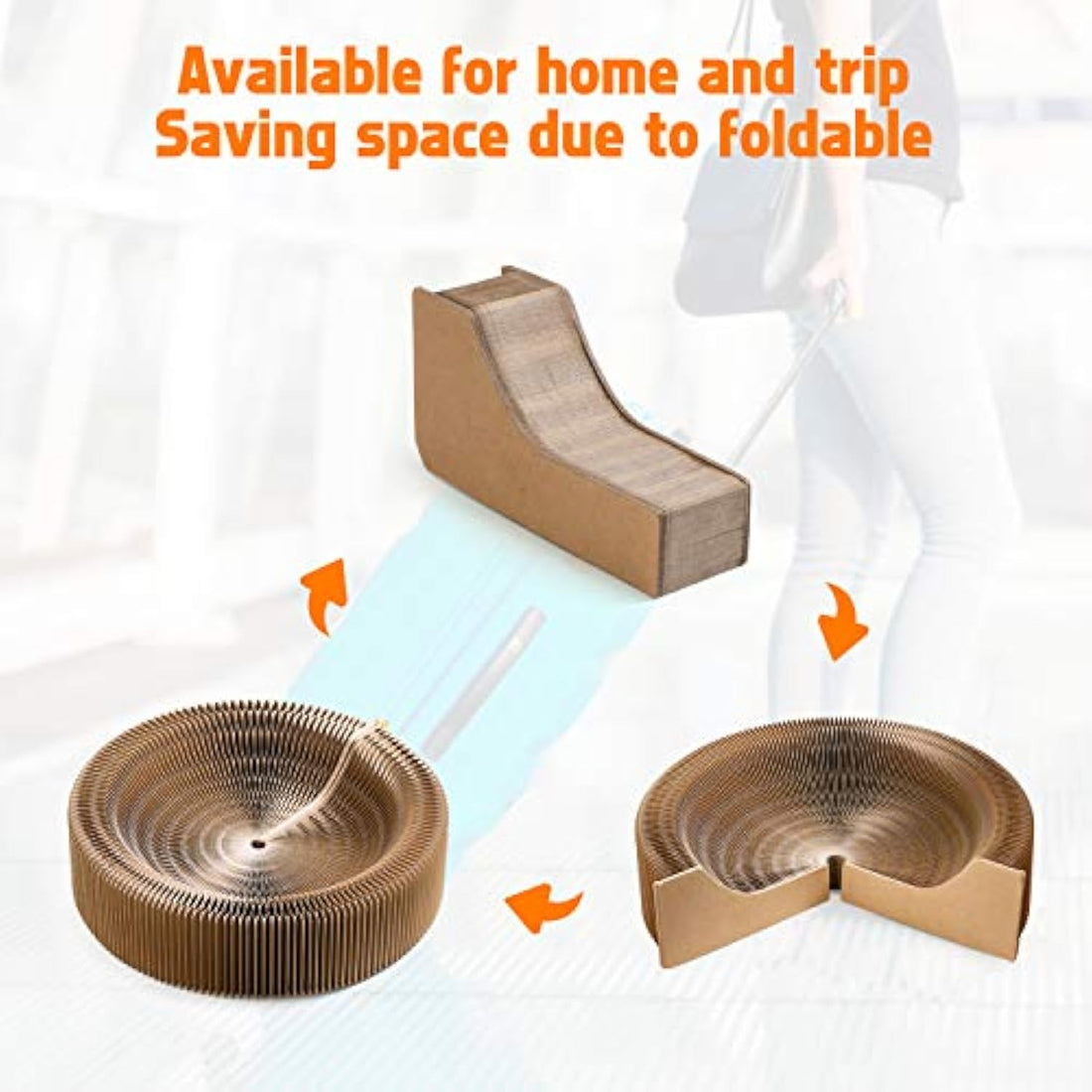 Collapsible Cardboard Cat Scratcher Round Lounge Bed