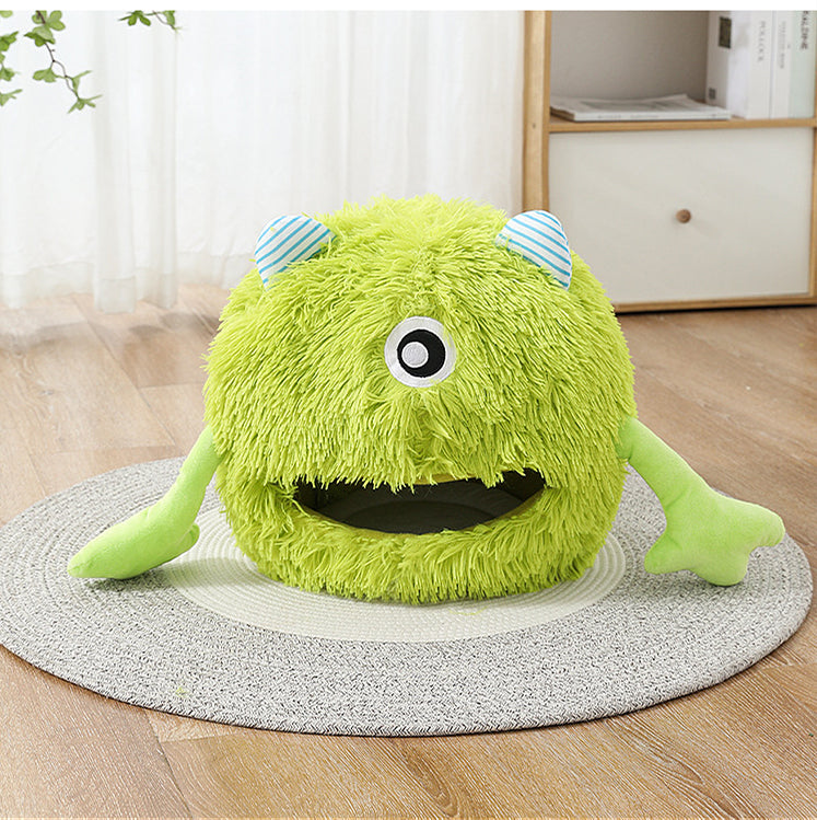 Indoor Round Cat Bed Fluffy Washable Plush Cushion