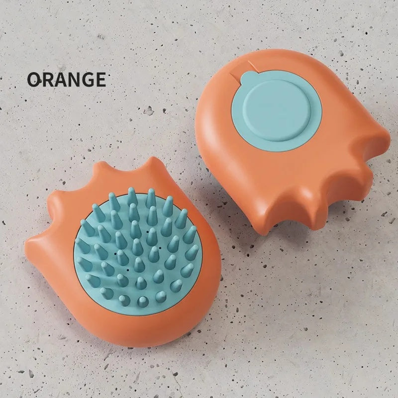 Pet Bath and Massage Brush with Shampoo Holder for Cats and Dogs