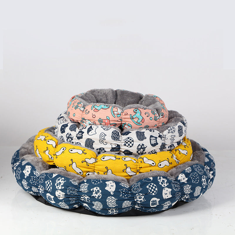 Calming Donut Cat and Dog Bed Fluffy Round