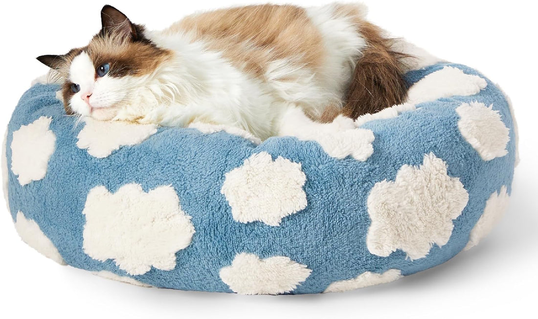 Leisure Round Cat Bed Donut Small Dog Calming Plush