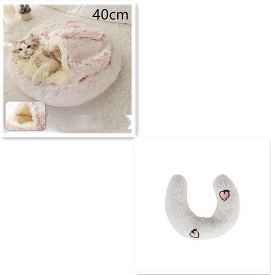 2-in-1 Round Plush Dog and Cat Winter Bed