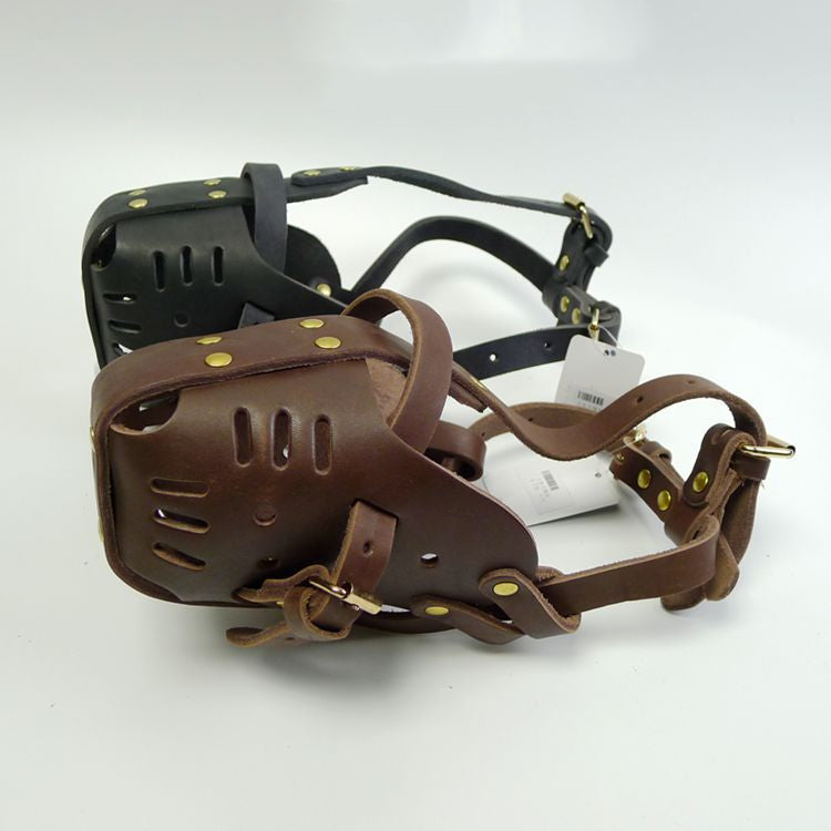 Cowhide Pet Muzzle Adjustable Safety Cover