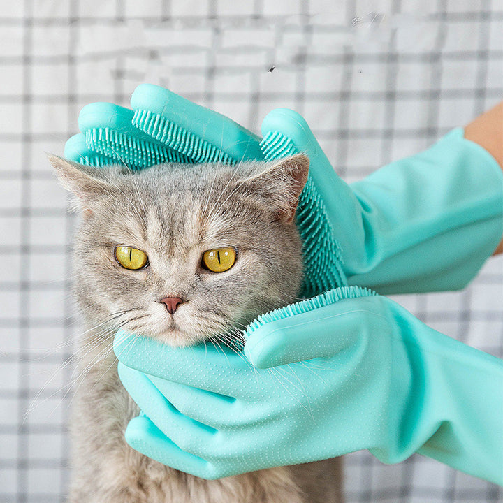 Silicone Pet Grooming Brush and Massage Gloves for Cats and Dogs