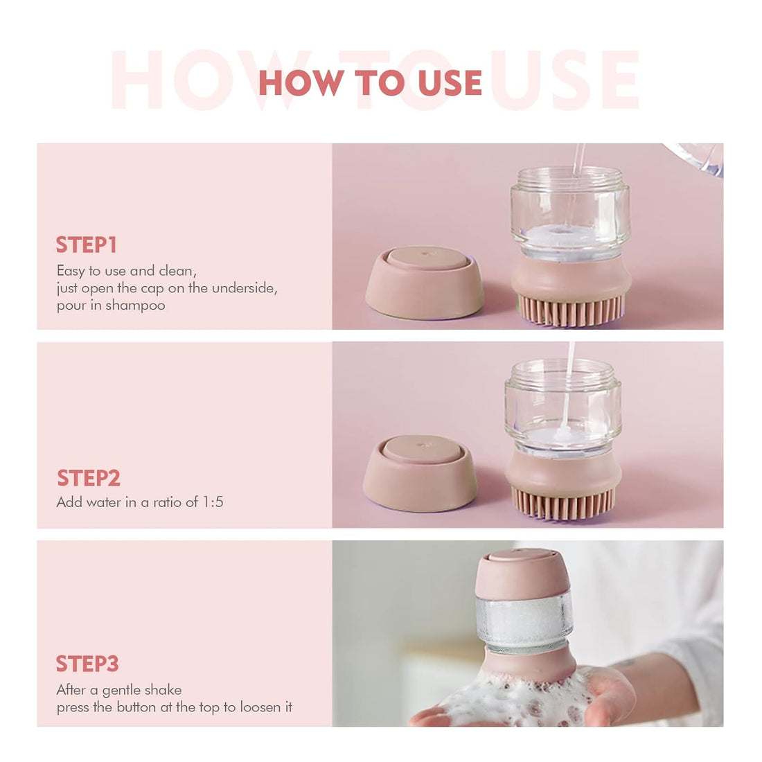 Silicone Pet Bath and Grooming Brush with Shampoo Dispenser