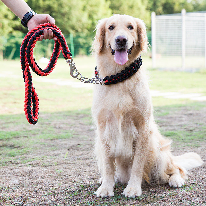 Heavy Duty Nylon Braided Training Leash With Collar Cover