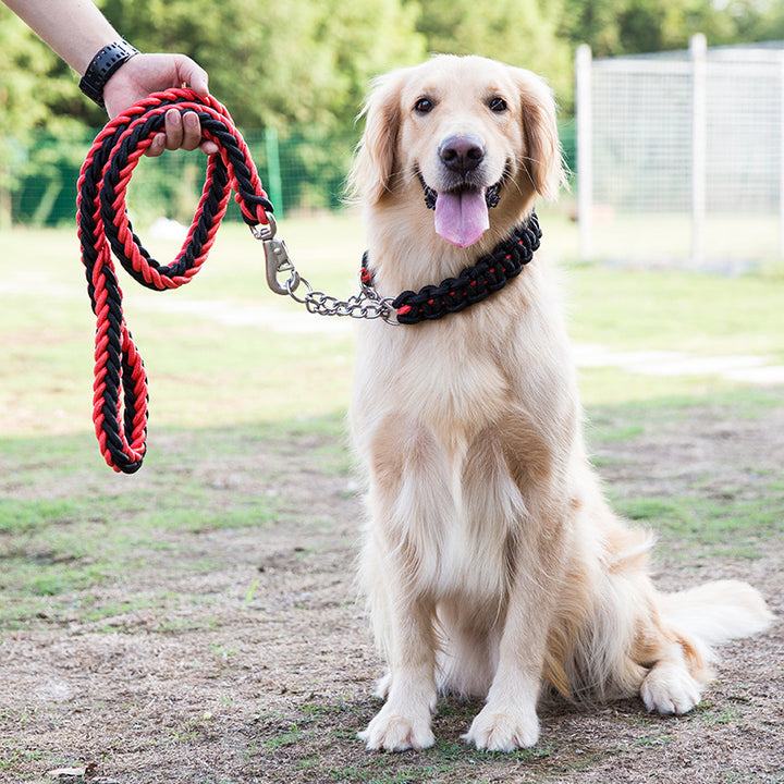 Heavy Duty Nylon Braided Training Leash With Collar Cover