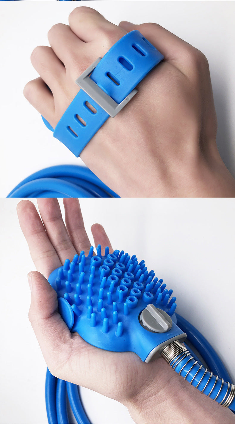 Silicone Pet Bathing Gloves with Handheld Massage Nozzle