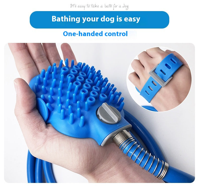 Silicone Pet Bathing Gloves with Handheld Massage Nozzle