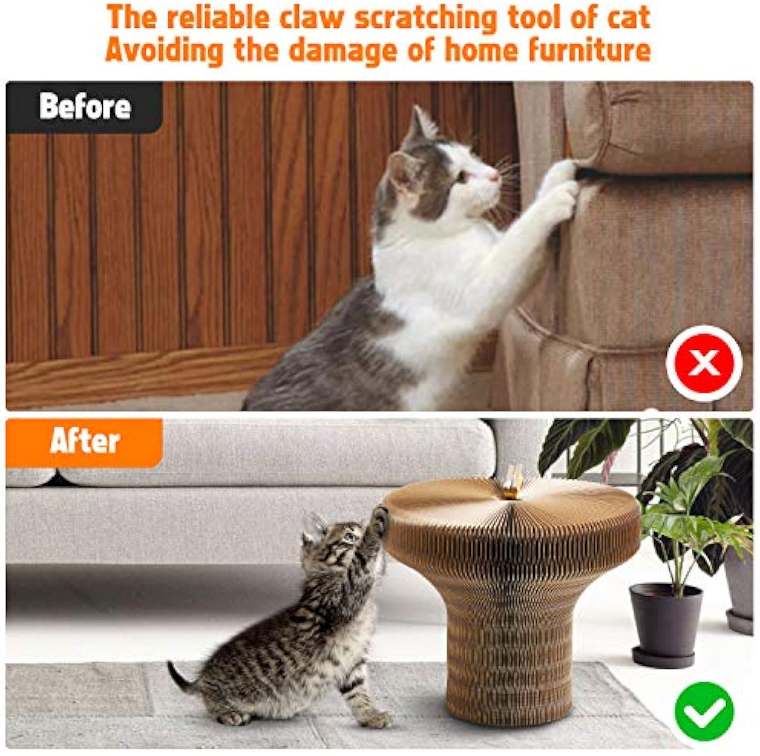 Collapsible Cardboard Cat Scratcher Round Lounge Bed