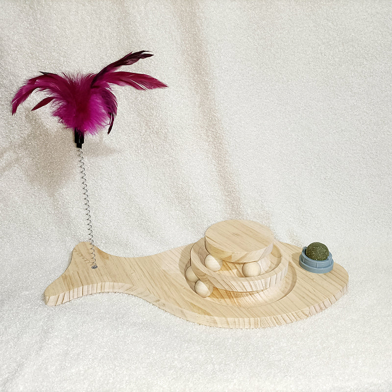 Solid Wood Cat Turntable Bite Resistant Toy