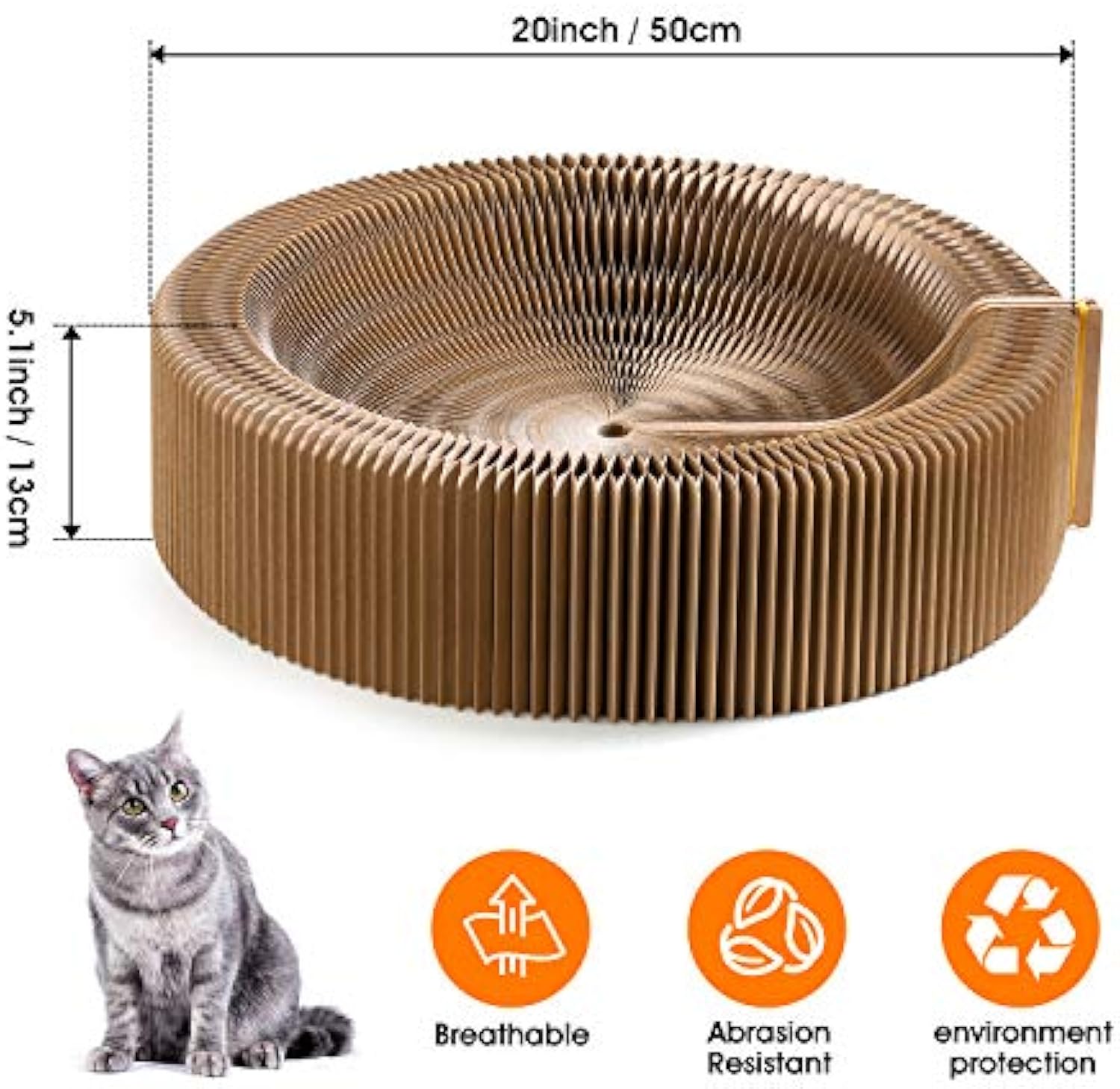 Collapsible Cardboard Cat Scratcher Round Lounge Bed