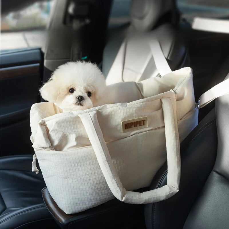Adjustable Dog Car Seat Carrier with Safety Leash for Small Pets